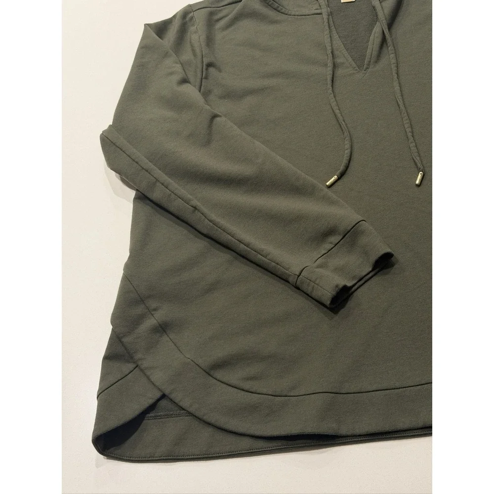 Michael Kors Hooded Sweatshirt Olive Green Womens 2X Gold MK Logo Hoodie